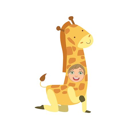 simsearch:400-08557140,k - Boy Wearing Giraffe Animal Costume Simple Design Illustration In Cute Fun Cartoon Style Isolated On White Background Stockbilder - Microstock & Abonnement, Bildnummer: 400-08712023