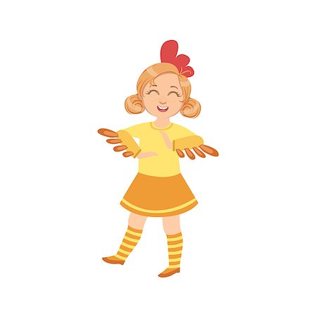 Girl Wearing Chicken Animal Costume Simple Design Illustration In Cute Fun Cartoon Style Isolated On White Background Stock Photo - Budget Royalty-Free & Subscription, Code: 400-08712036