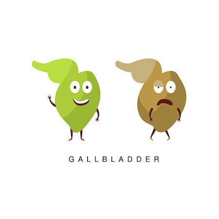 Healthy vs Unhealthy Gallbladder Infographic Illustration.Humanized Human Organs Childish Cartoon Characters On White Background Stock Photo - Budget Royalty-Free & Subscription, Code: 400-08712105