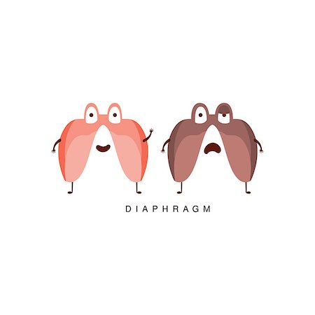 Healthy vs Unhealthy Diaphragm Infographic Illustration.Humanized Human Organs Childish Cartoon Characters On White Background Stock Photo - Budget Royalty-Free & Subscription, Code: 400-08712110