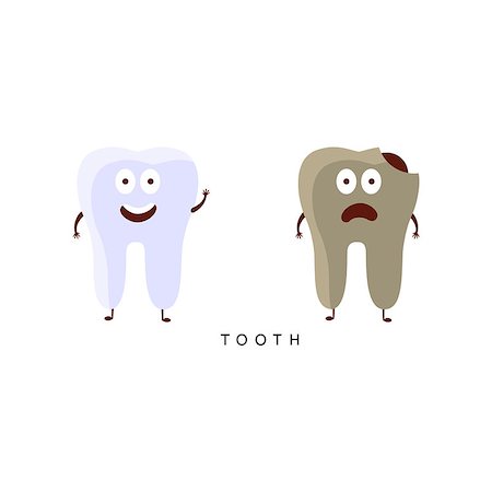 Healthy vs Unhealthy Tooth Infographic Illustration.Humanized Human Organs Childish Cartoon Characters On White Background Stock Photo - Budget Royalty-Free & Subscription, Code: 400-08712113