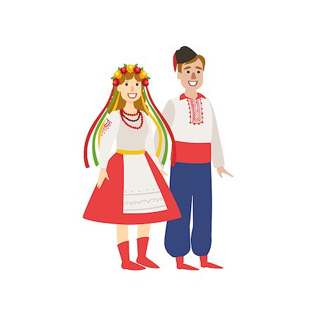 embroidery for male clothes - Couple In Ukranian National Clothes Simple Design Illustration In Cute Fun Cartoon Style Isolated On White Background Stock Photo - Budget Royalty-Free & Subscription, Code: 400-08712135