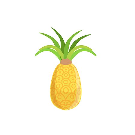 pineapple leaves - Tellow Fresh Pineapple Bright Color Cartoon Simple Style Flat Vector Illustraton Isolated On White Background Stock Photo - Budget Royalty-Free & Subscription, Code: 400-08712204