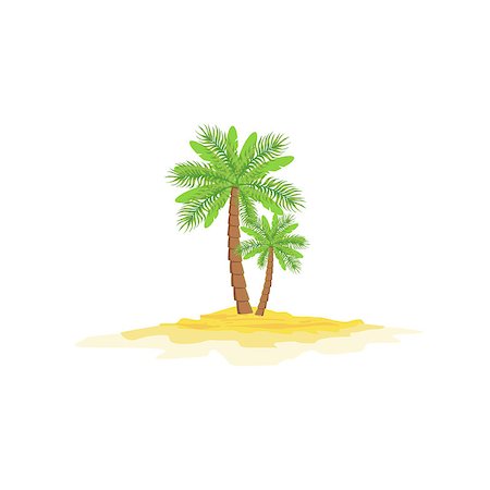 simsearch:400-08712017,k - Two Palm Trees Standing On Sandy Beach Bright Color Cartoon Simple Style Flat Vector Illustraton Isolated On White Background Foto de stock - Super Valor sin royalties y Suscripción, Código: 400-08712202