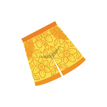 simsearch:400-08712017,k - Pair Of Yellow Swimshorts With Floral Motive Bright Color Cartoon Simple Style Flat Vector Illustraton Isolated On White Background Foto de stock - Super Valor sin royalties y Suscripción, Código: 400-08712216