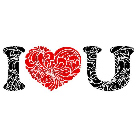 simsearch:400-08410647,k - Abbreviated I love You text with stylized red heart and U instead of You . Vector illustrations Stock Photo - Budget Royalty-Free & Subscription, Code: 400-08712232