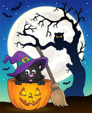 simsearch:400-04133143,k - Halloween cat theme image 9 - eps10 vector illustration. Stock Photo - Budget Royalty-Free & Subscription, Code: 400-08712259