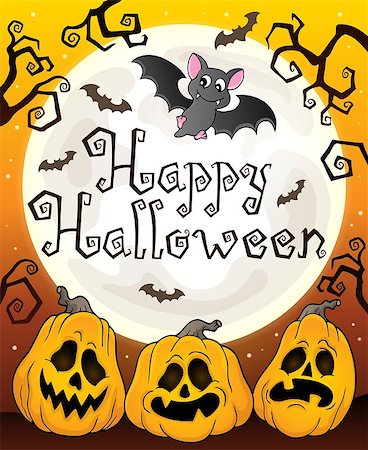 simsearch:400-04236863,k - Happy Halloween sign with pumpkins 3 - eps10 vector illustration. Stock Photo - Budget Royalty-Free & Subscription, Code: 400-08712271