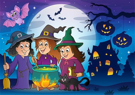 simsearch:400-04620860,k - Three witches theme image 8 - eps10 vector illustration. Stock Photo - Budget Royalty-Free & Subscription, Code: 400-08712283