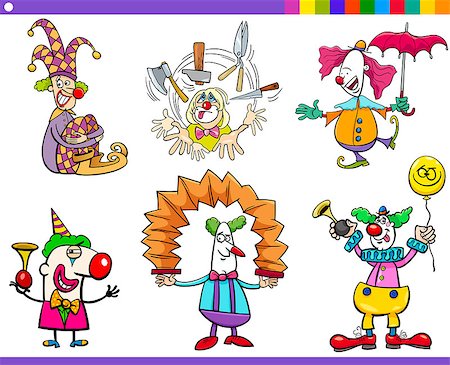 simsearch:400-06200072,k - Cartoon Illustration of Circus Clown Characters Set Stock Photo - Budget Royalty-Free & Subscription, Code: 400-08712302