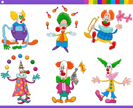 simsearch:400-06200072,k - Cartoon Illustration of Circus Clown Characters Collection Stock Photo - Budget Royalty-Free & Subscription, Code: 400-08712303