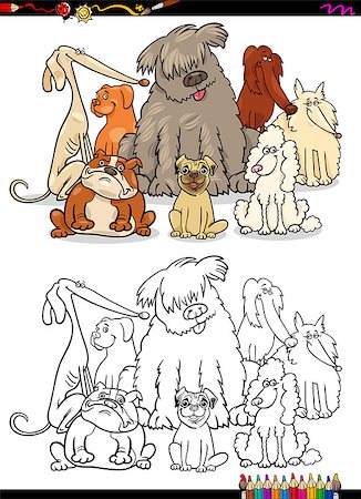 simsearch:400-08679331,k - Cartoon Illustration of Purebred Dog Characters Group Coloring Book Photographie de stock - Aubaine LD & Abonnement, Code: 400-08712314