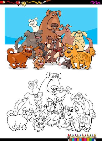 simsearch:400-08917536,k - Cartoon Illustration of Dog Characters Group Coloring Book Photographie de stock - Aubaine LD & Abonnement, Code: 400-08712310