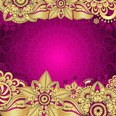 simsearch:400-06080425,k - Gold-purple vintage frame with gold gradient flowers, vector eps10 Stock Photo - Budget Royalty-Free & Subscription, Code: 400-08712414