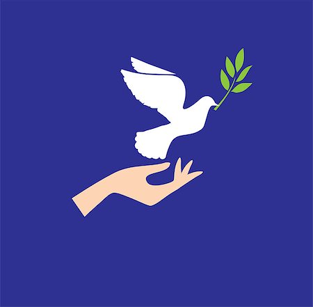 fly free icon - vector illustration of a dove flying with olive branch and human hand peace concept Stock Photo - Budget Royalty-Free & Subscription, Code: 400-08712469