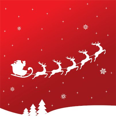 simsearch:400-07465970,k - vector illustration of Santa Claus flying with reindeer Stock Photo - Budget Royalty-Free & Subscription, Code: 400-08712487