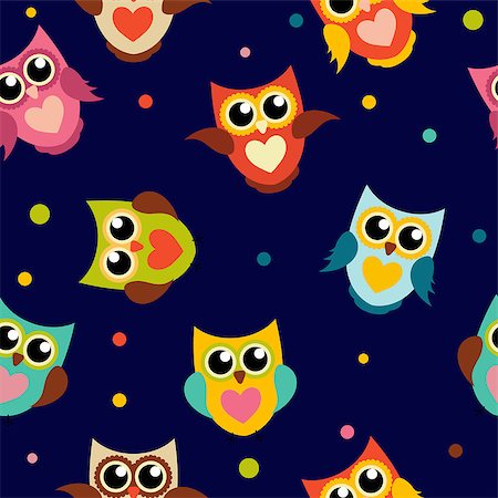 simsearch:400-07315892,k - Cute Owl Seamless Pattern Background Vector Illustration EPS10 Fotografie stock - Microstock e Abbonamento, Codice: 400-08712535