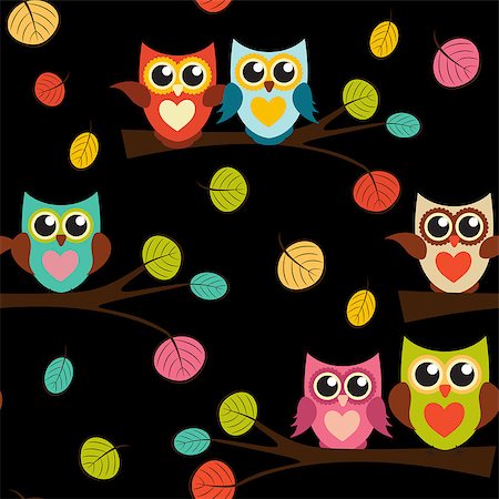 Cute Owl Seamless Pattern Background Vector Illustration EPS10 Stock Photo - Budget Royalty-Free & Subscription, Code: 400-08712540
