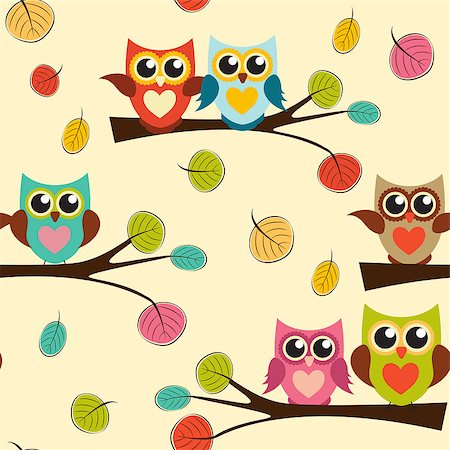 Cute Owl Seamless Pattern Background Vector Illustration EPS10 Stock Photo - Budget Royalty-Free & Subscription, Code: 400-08712541