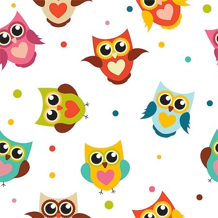 Cute Owl Seamless Pattern Background Vector Illustration EPS10 Stock Photo - Budget Royalty-Free & Subscription, Code: 400-08712542