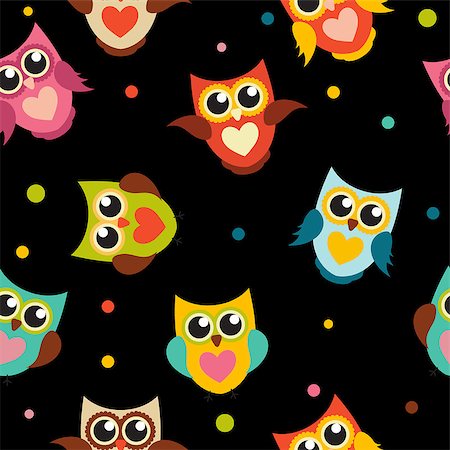 Cute Owl Seamless Pattern Background Vector Illustration EPS10 Stock Photo - Budget Royalty-Free & Subscription, Code: 400-08712543