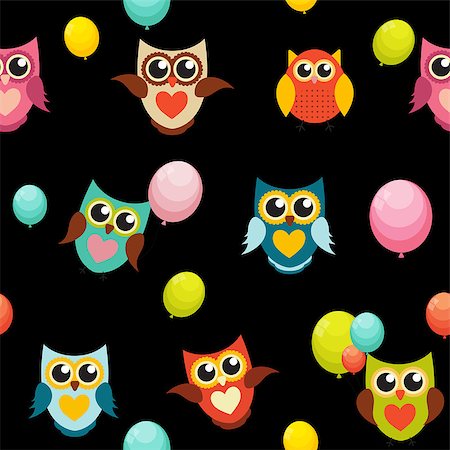 Cute Owl Seamless Pattern Background Vector Illustration EPS10 Stock Photo - Budget Royalty-Free & Subscription, Code: 400-08712554