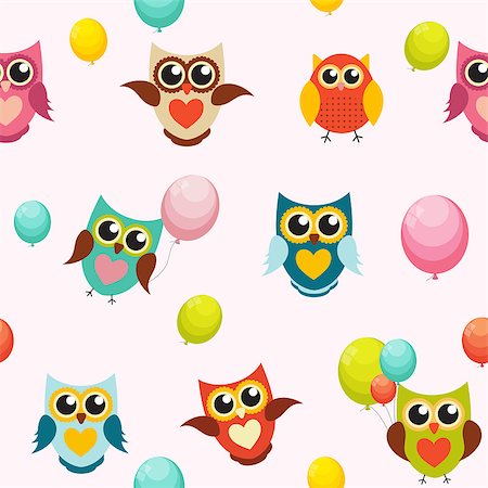 Cute Owl Seamless Pattern Background Vector Illustration EPS10 Stock Photo - Budget Royalty-Free & Subscription, Code: 400-08712552