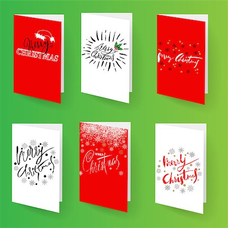 simsearch:400-08712804,k - Set of christmas brochures templates. Vector Holidays cards collection. Hand drawn lettering elements Stock Photo - Budget Royalty-Free & Subscription, Code: 400-08712617