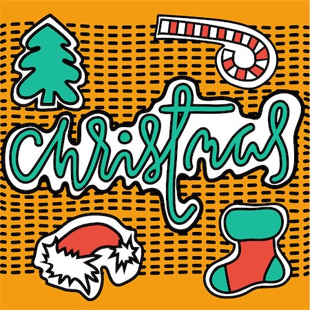 simsearch:400-08712804,k - Set of christmas stickers on yellow background. Vector illustration. Stock Photo - Budget Royalty-Free & Subscription, Code: 400-08712612