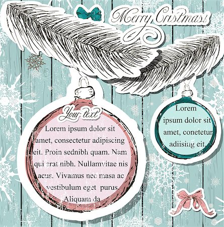 simsearch:400-08712804,k - Poster with vintage Christmas decorations. Vector illustration EPS10 Stock Photo - Budget Royalty-Free & Subscription, Code: 400-08712798
