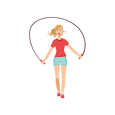 people exercising images skipping - Woman Exercising With Skipping Rope Illustration Isolated On White Background. Simplified Cartoon Character Flat Vector Icon Stock Photo - Budget Royalty-Free & Subscription, Code: 400-08712909