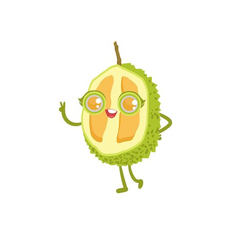 durião - Durian Girly Cartoon Character.Childish Design Sticker With Humanized Bright Color Fruit Character. Foto de stock - Royalty-Free Super Valor e Assinatura, Número: 400-08712990