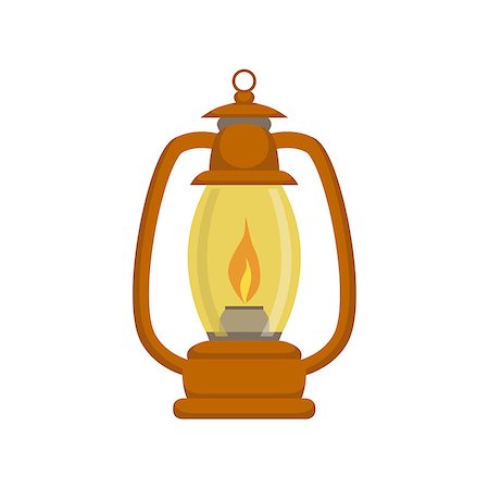 Old-school Kerosene Lamp Bright Color Cartoon Simple Style Flat Vector Illustration Isolated On White Background Stock Photo - Budget Royalty-Free & Subscription, Code: 400-08713067