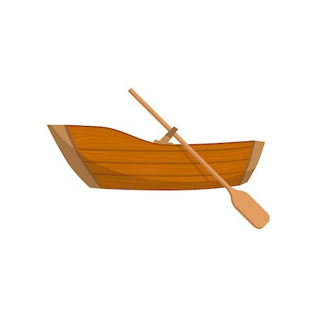 simsearch:400-08774806,k - Wooden Boat With A Peddle Bright Color Cartoon Simple Style Flat Vector Illustration Isolated On White Background Stockbilder - Microstock & Abonnement, Bildnummer: 400-08713077