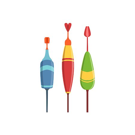 simsearch:400-08712142,k - Three Fishing Floats Bright Color Cartoon Simple Style Flat Vector Illustration Isolated On White Background Stockbilder - Microstock & Abonnement, Bildnummer: 400-08713079
