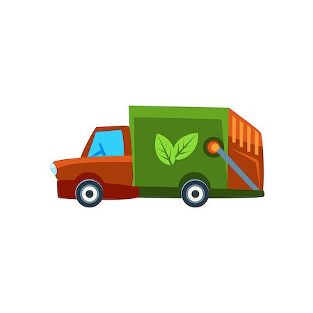 simsearch:400-09153165,k - Orange Garbage Truck Toy Cute Car Icon. Flat Vector Transport Model Simple Illustration Isolated On White Background. Photographie de stock - Aubaine LD & Abonnement, Code: 400-08713089