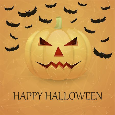 simsearch:400-07774937,k - Vintage Halloween background with pumpkin. Vector illustration. Stock Photo - Budget Royalty-Free & Subscription, Code: 400-08713324