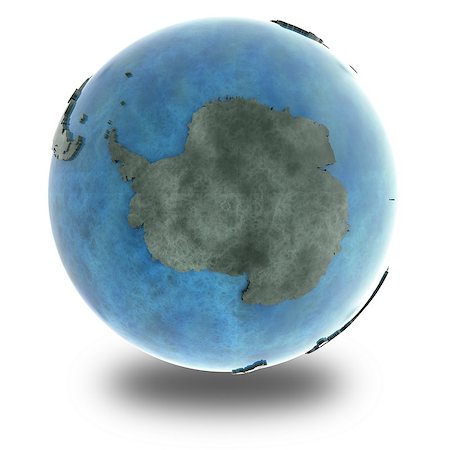 simsearch:400-08770389,k - Antarctica on 3D model of planet Earth made of blue marble with embossed countries and blue ocean. 3D illustration isolated on white background with shadow. Foto de stock - Super Valor sin royalties y Suscripción, Código: 400-08729704