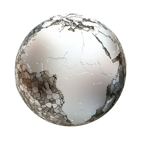 simsearch:400-08647226,k - Africa on metallic model of planet Earth. Shiny steel continents with embossed countries and oceans made of steel plates. 3D illustration isolated on white background. Foto de stock - Super Valor sin royalties y Suscripción, Código: 400-08729735