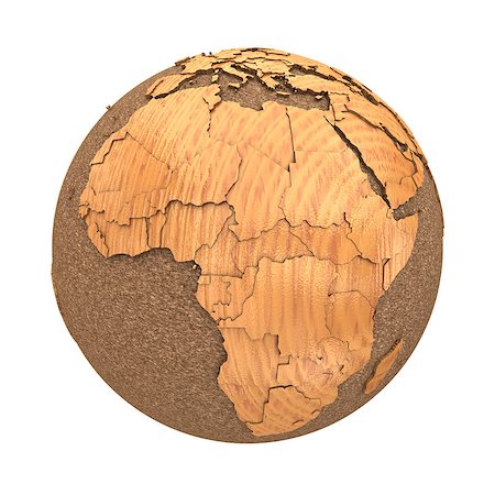 simsearch:400-08647806,k - Africa on 3D model of wooden planet Earth with oceans made of cork and wooden continents with embossed countries. 3D illustration isolated on white background. Photographie de stock - Aubaine LD & Abonnement, Code: 400-08729736