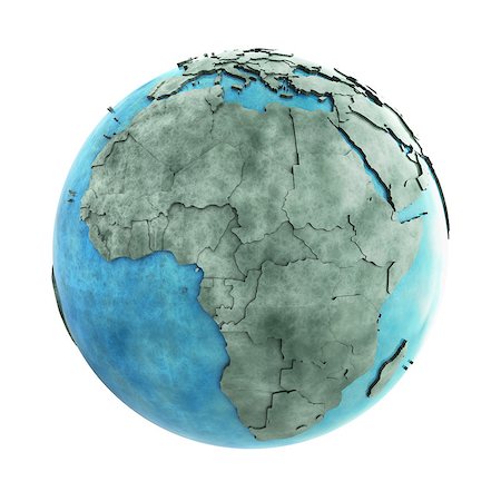 simsearch:400-08693180,k - Africa on 3D model of planet Earth made of blue marble with embossed countries and blue ocean. 3D illustration isolated on white background. Foto de stock - Super Valor sin royalties y Suscripción, Código: 400-08729740