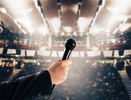 Microphone in a theater with public in the stalls Stock Photo - Budget Royalty-Free & Subscription, Code: 400-08729809