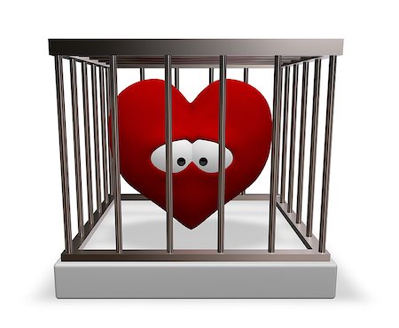 metal cage with red sad heart inside - 3d rendering Photographie de stock - Aubaine LD & Abonnement, Code: 400-08729818