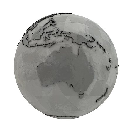 simsearch:400-08647811,k - Australia on 3D model of metallic planet Earth made of steel plates with embossed countries. 3D illustration isolated on white background. Photographie de stock - Aubaine LD & Abonnement, Code: 400-08729847