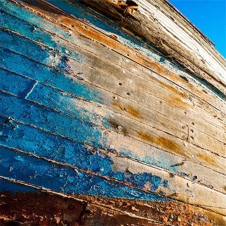 Paint peeling of the side of an old wooden boat. Stock Photo - Budget Royalty-Free & Subscription, Code: 400-08734102