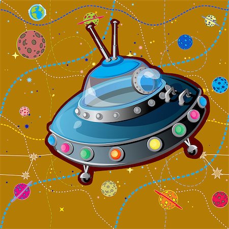 sharpner (artist) - Realistic illustration of an unidentified flying object with an empty cabin in Space Background Stockbilder - Microstock & Abonnement, Bildnummer: 400-08734192