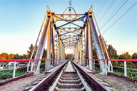 straight river - Empty railway metal bridge at early morning time. Stock Photo - Budget Royalty-Free & Subscription, Code: 400-08734271