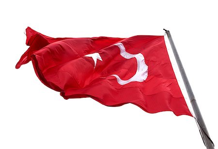 simsearch:622-02621533,k - Flag of Turkey waving in wind day. Isolated on white background. Stock Photo - Budget Royalty-Free & Subscription, Code: 400-08734380