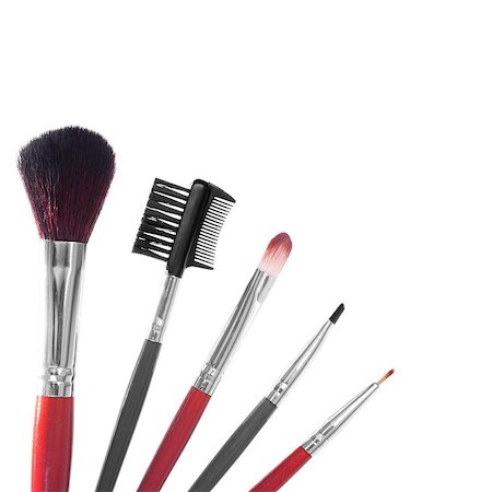 eyeshadow applicator - Makeup brushes isolated on a white background Stock Photo - Budget Royalty-Free & Subscription, Code: 400-08734395