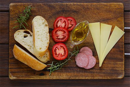 simsearch:400-04376706,k - traditional Italian ciabatta bread with cheese, sausage, tomatoes and olive oil Stock Photo - Budget Royalty-Free & Subscription, Code: 400-08734422